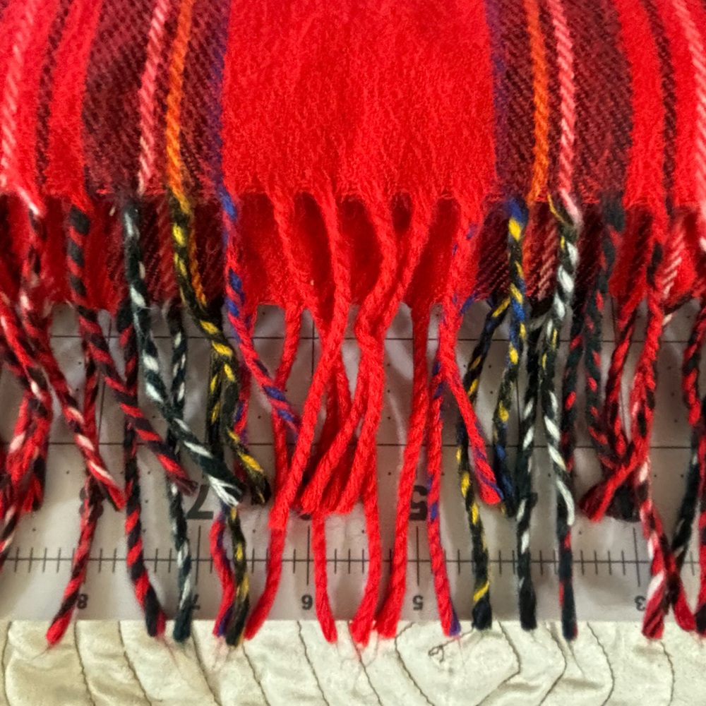 Christian Dior Monsieur Vintage Red Plaid Cashmaire Scarf Made in Japan - Picture 3 of 15